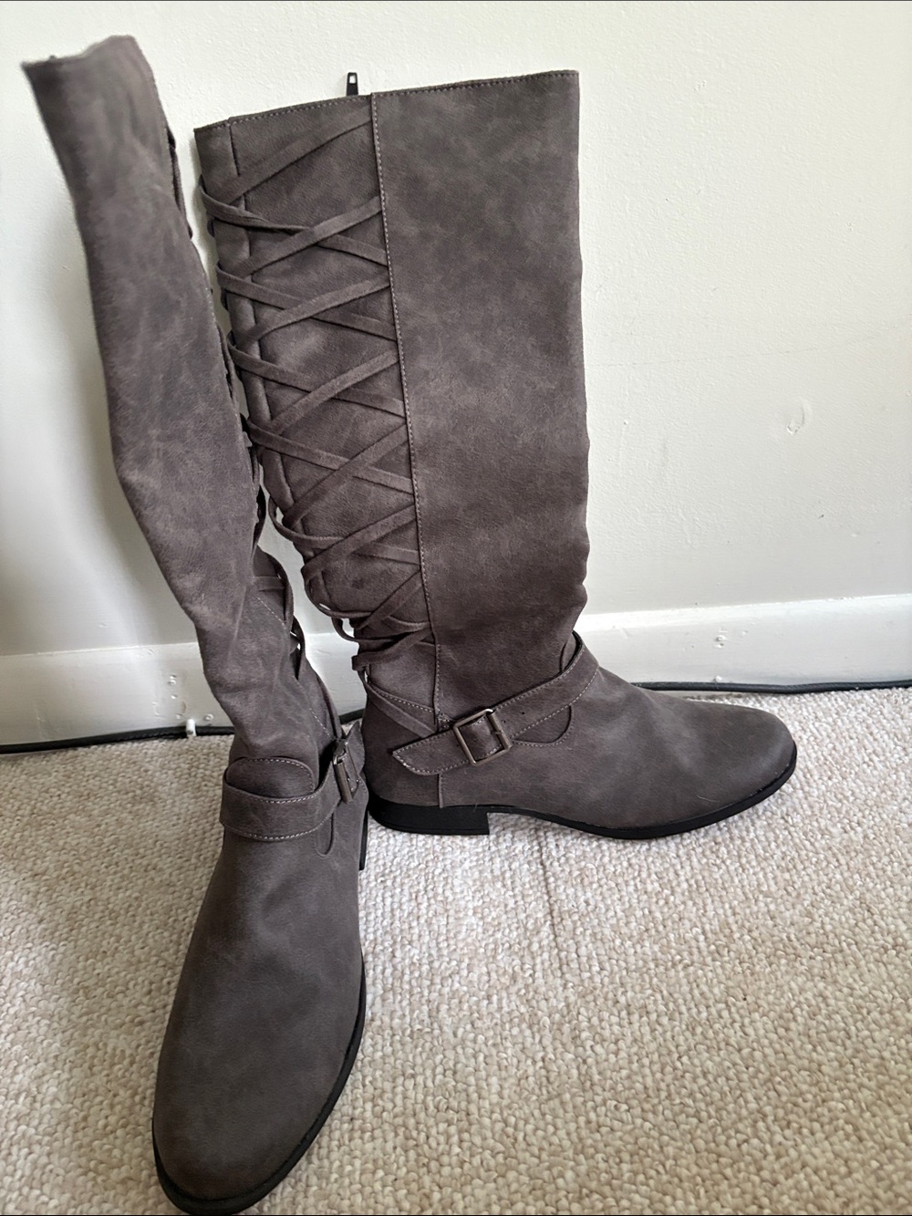 JustFab Gray Zippered Boots